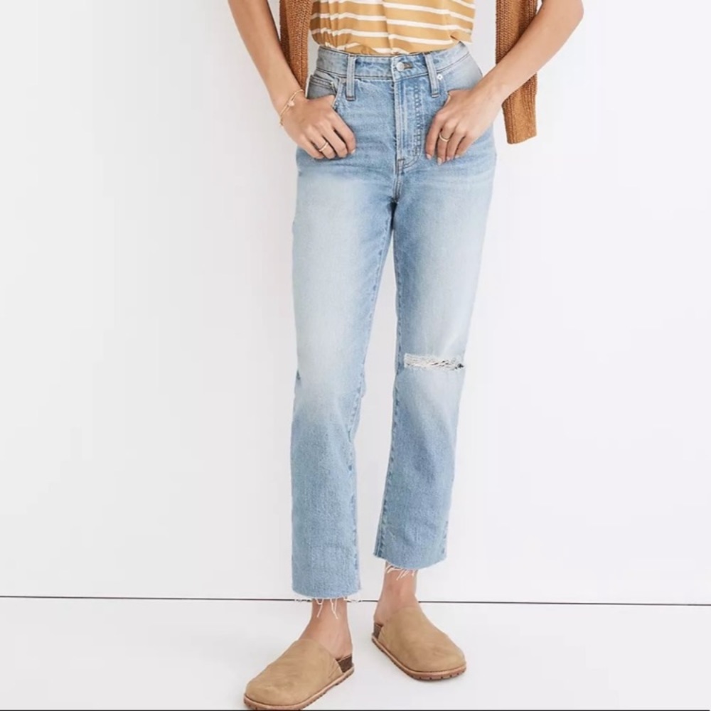 Madewell curvy perfect vintage jeans coney wash destroyed edition